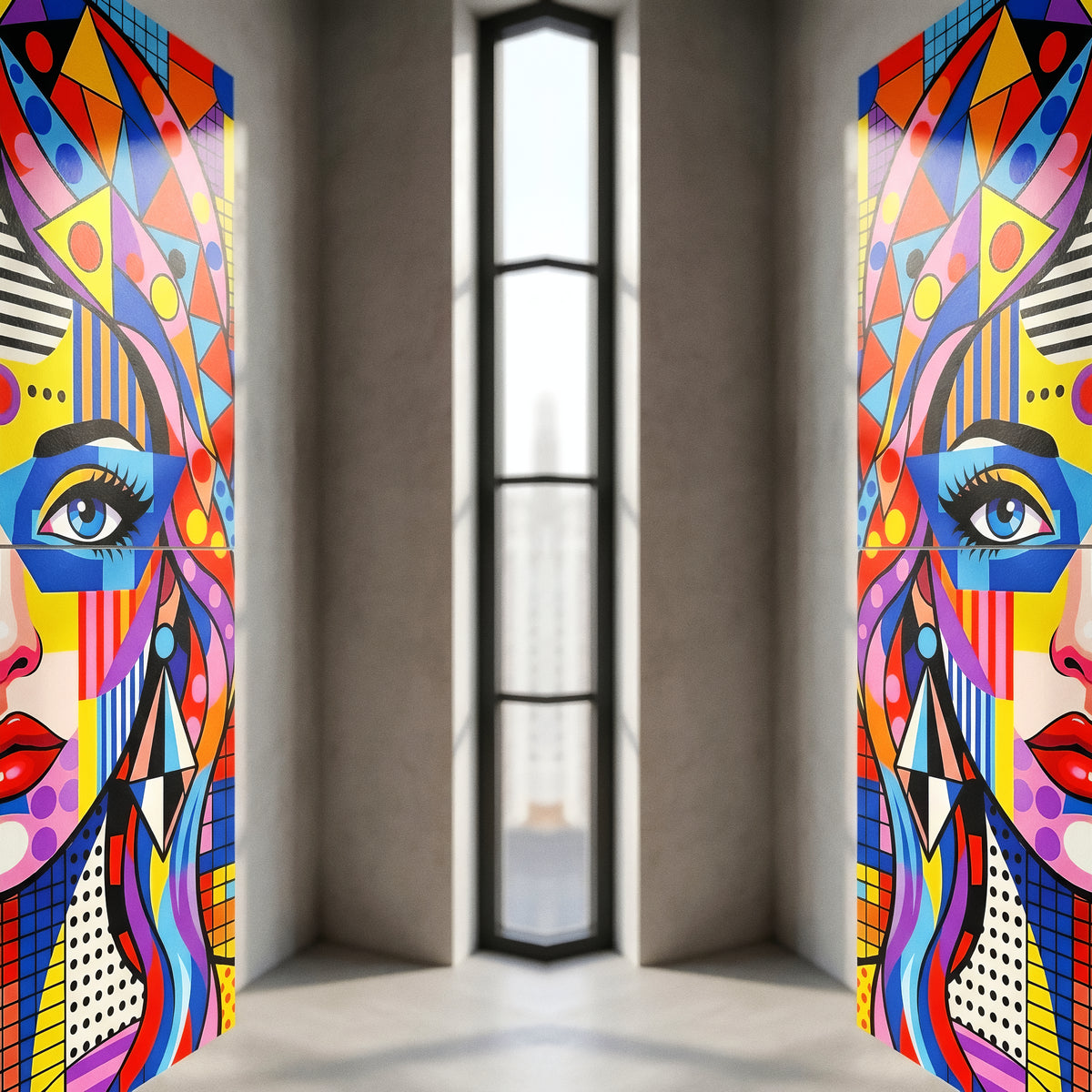 PRIMA | Modern Geometric Female Portrait Pop Art | Vibrant Multi-Print Wall Art