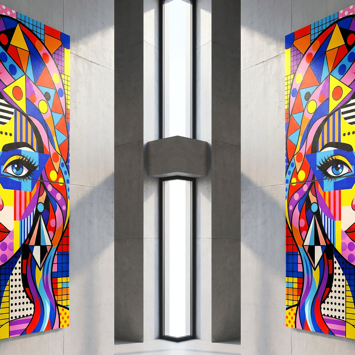 PRIMA | Modern Geometric Female Portrait Pop Art | Vibrant Multi-Print Wall Art