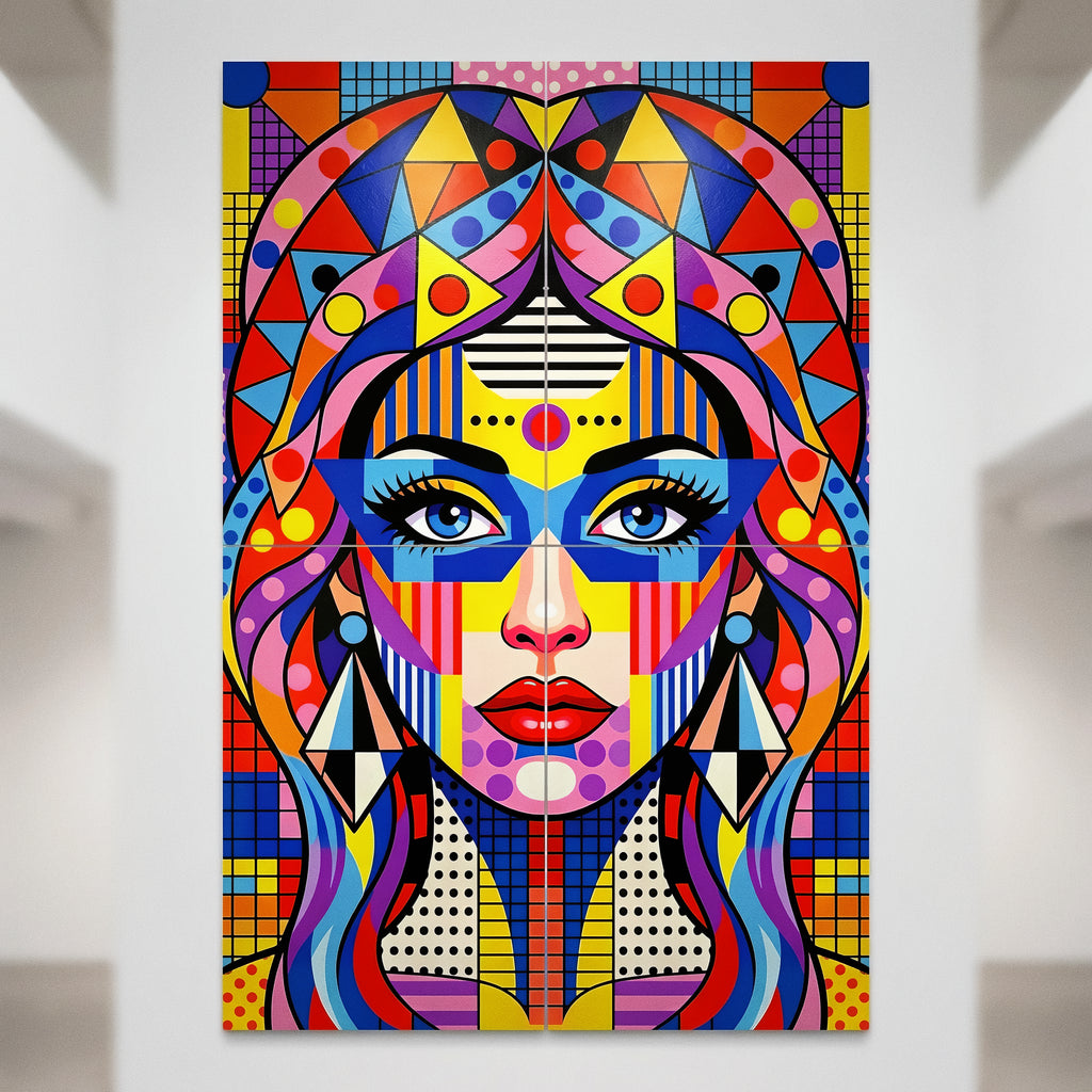 PRIMA | Modern Geometric Female Portrait Pop Art | Vibrant Multi-Print Wall Art