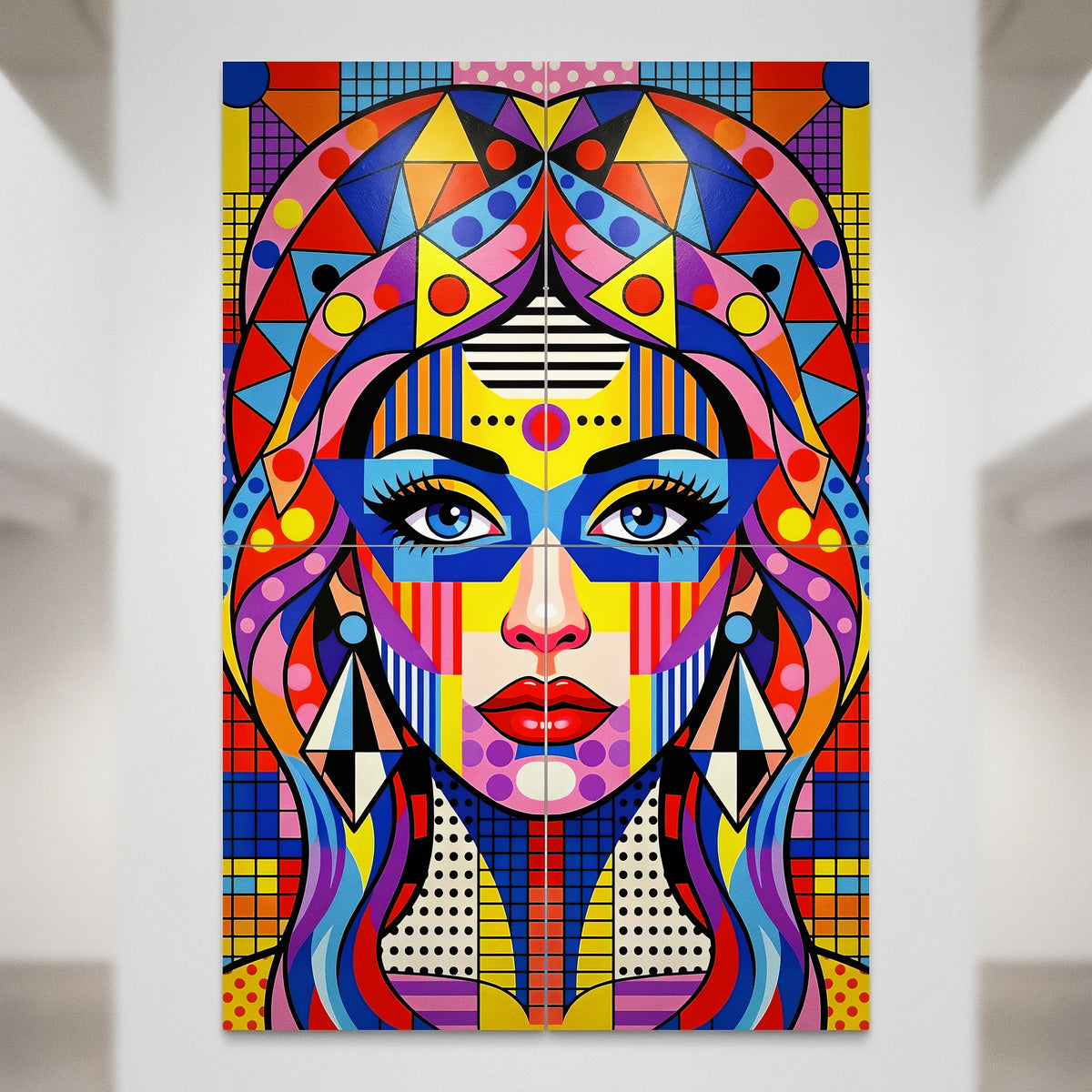 PRIMA | Modern Geometric Female Portrait Pop Art | Vibrant Multi-Print Wall Art