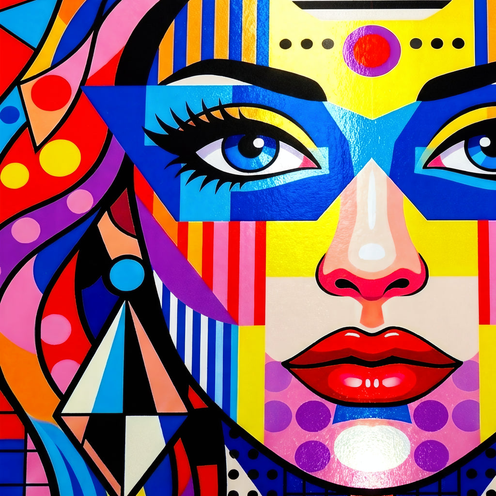 PRIMA | Modern Geometric Female Portrait Pop Art | Vibrant Multi-Print Wall Art