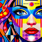 PRIMA | Modern Geometric Female Portrait Pop Art | Vibrant Multi-Print Wall Art