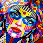 PRIMA | Modern Geometric Female Portrait Pop Art | Vibrant Multi-Print Wall Art