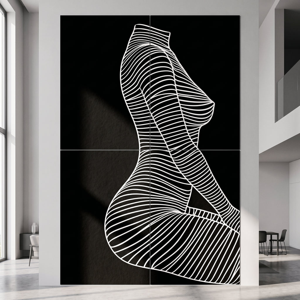 SILK | Minimalist Crouched Female Body Op Art | Luxury Multi-Print Wall Art | 1-Of-1