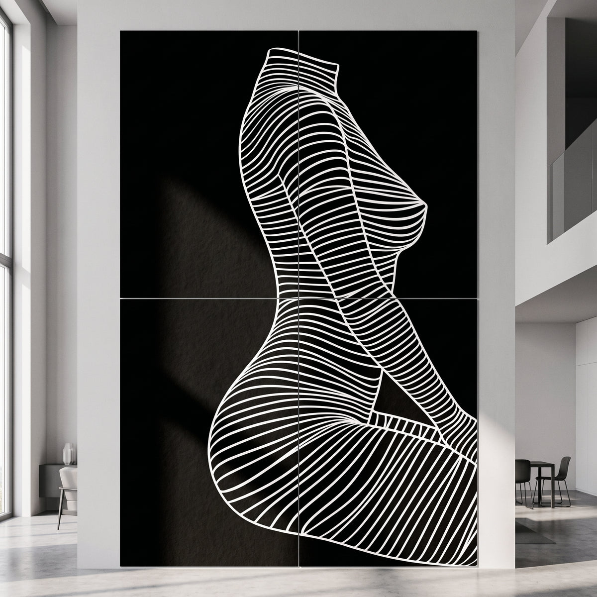 SILK | Minimalist Crouched Female Body Op Art | Luxury Multi-Print Wall Art | 1-Of-1
