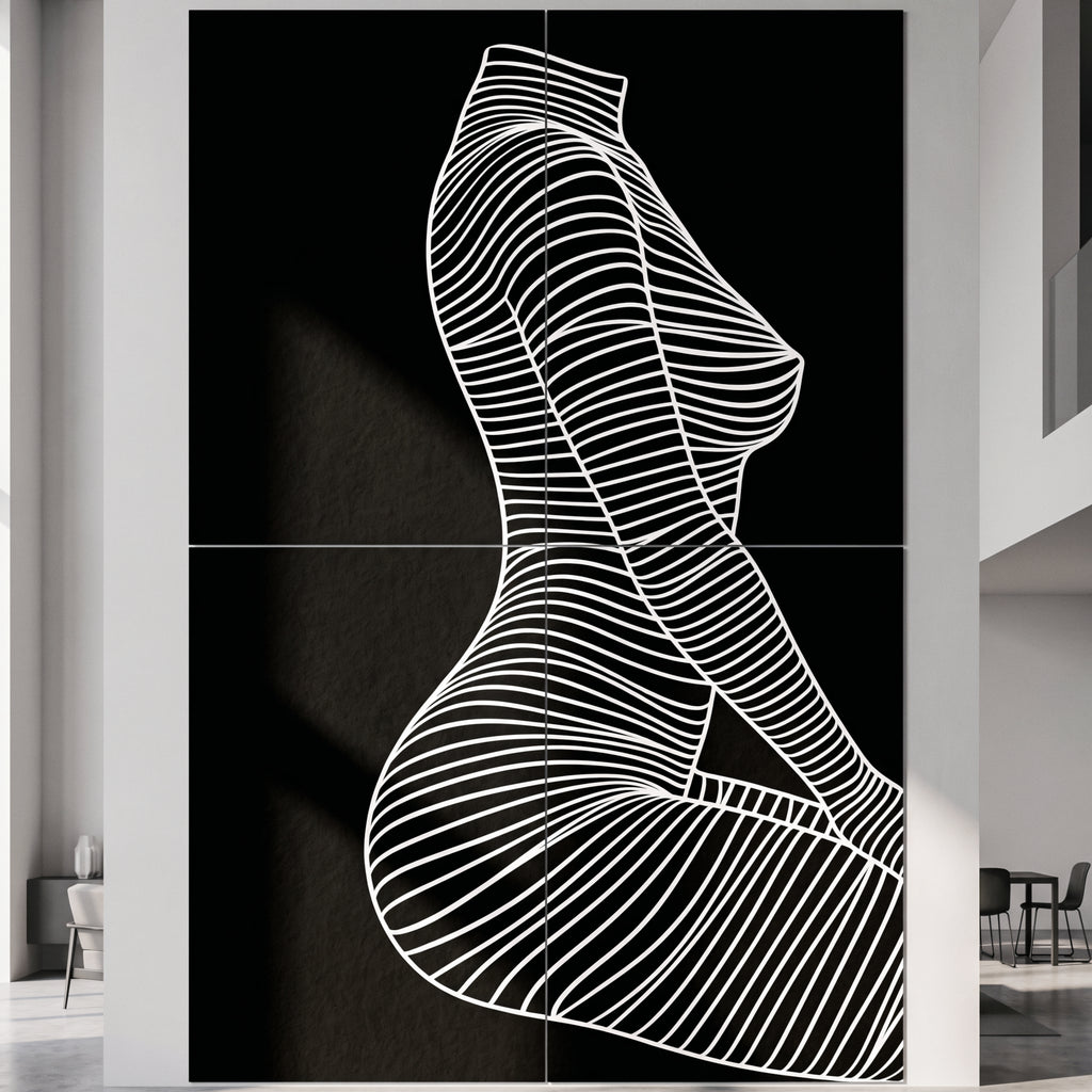 SILK | Minimalist Crouched Female Body Op Art | Luxury Multi-Print Wall Art | 1-Of-1