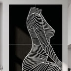 SILK | Minimalist Crouched Female Body Op Art | Luxury Multi-Print Wall Art | 1-Of-1