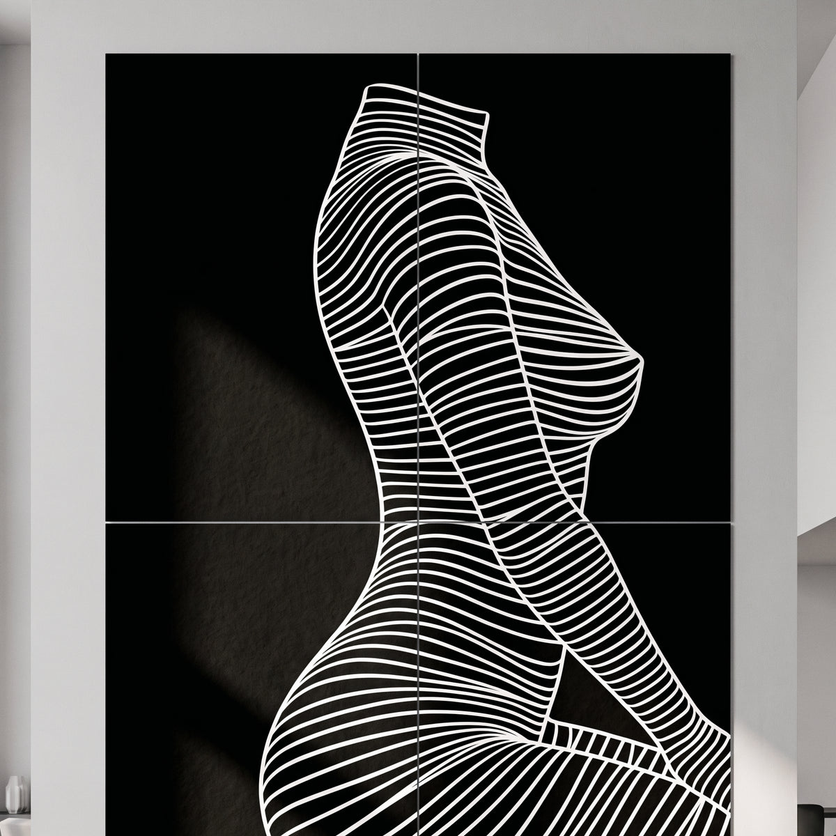 SILK | Minimalist Crouched Female Body Op Art | Luxury Multi-Print Wall Art | 1-Of-1