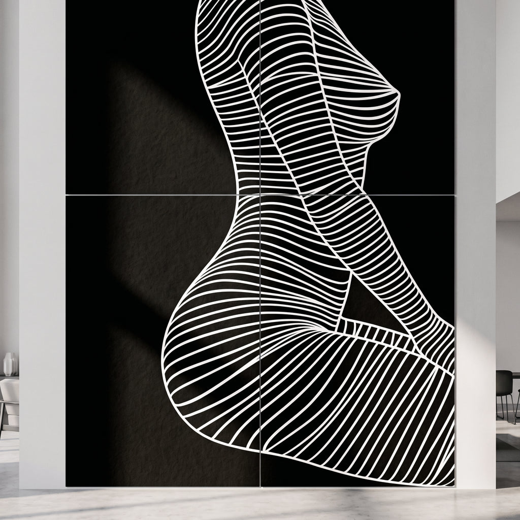SILK | Minimalist Crouched Female Body Op Art | Luxury Multi-Print Wall Art | 1-Of-1