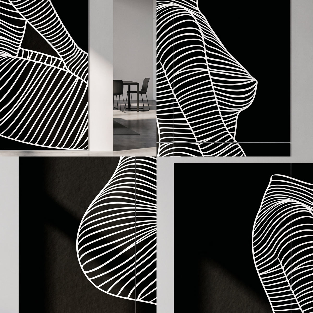 SILK | Minimalist Crouched Female Body Op Art | Luxury Multi-Print Wall Art | 1-Of-1