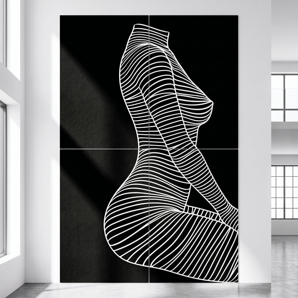 SILK | Minimalist Crouched Female Body Op Art | Luxury Multi-Print Wall Art | 1-Of-1