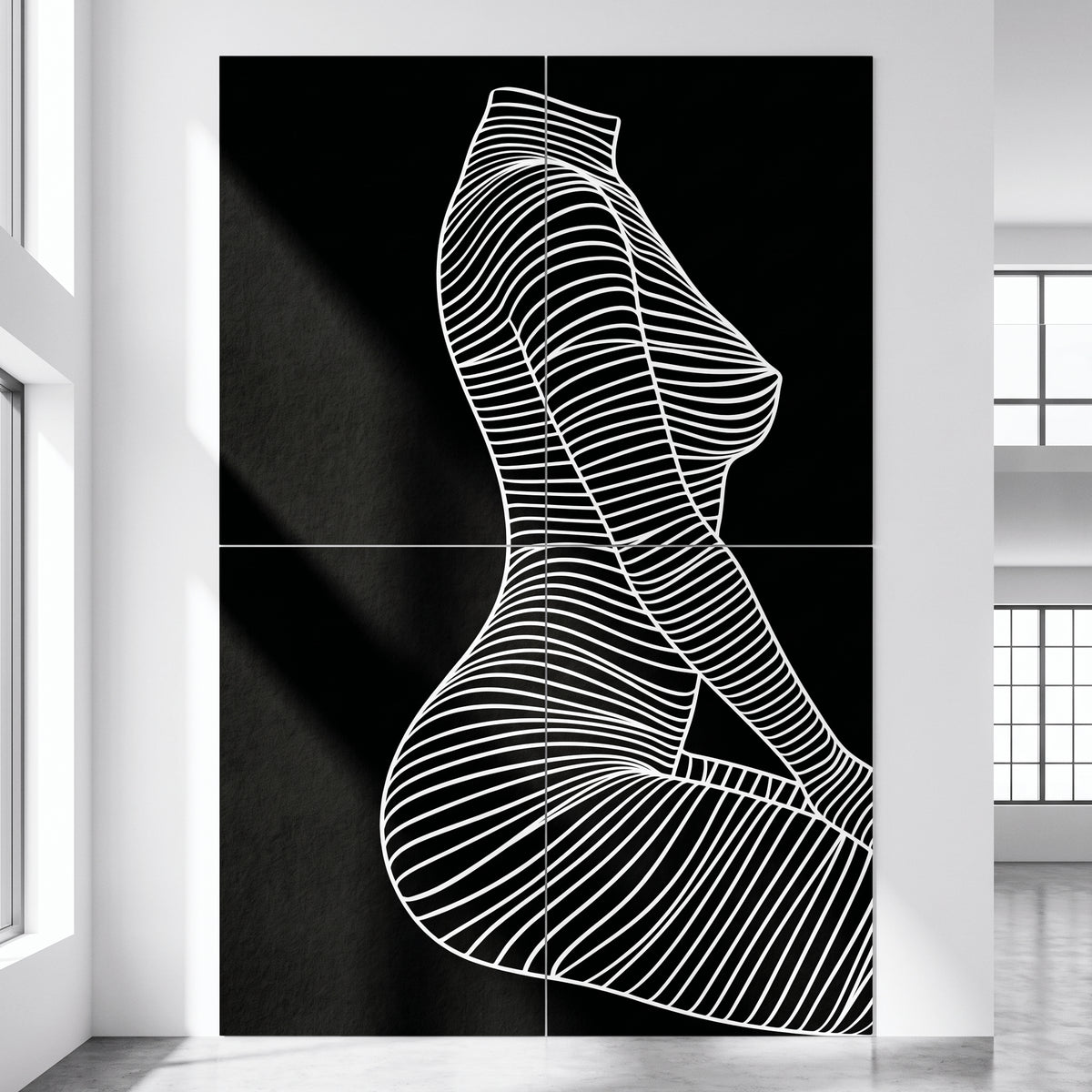 SILK | Minimalist Crouched Female Body Op Art | Luxury Multi-Print Wall Art | 1-Of-1