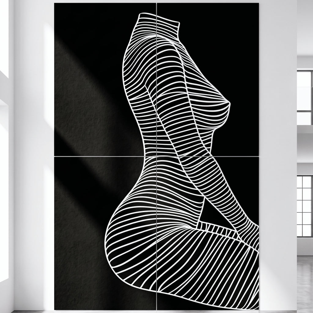 SILK | Minimalist Crouched Female Body Op Art | Luxury Multi-Print Wall Art | 1-Of-1