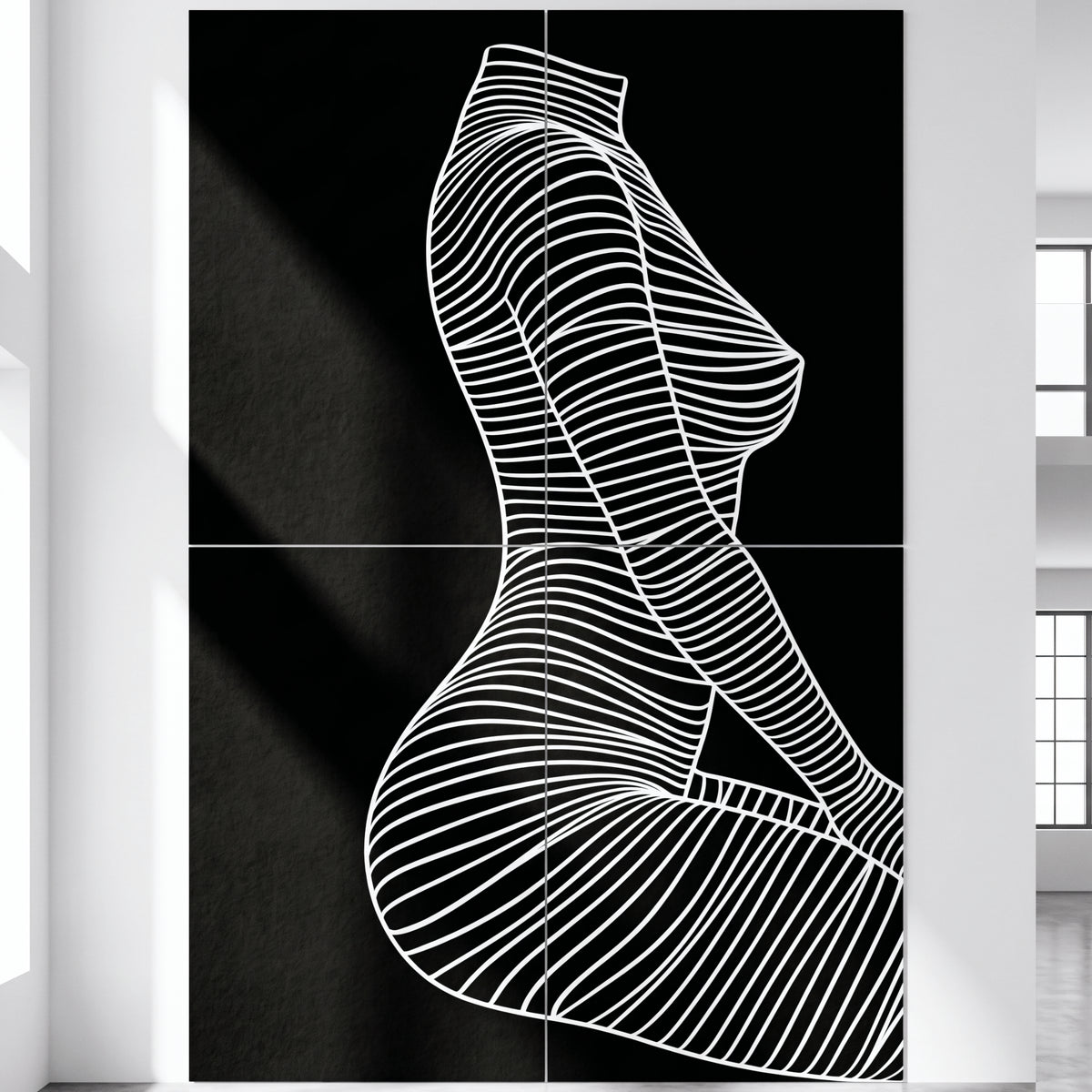 SILK | Minimalist Crouched Female Body Op Art | Luxury Multi-Print Wall Art | 1-Of-1
