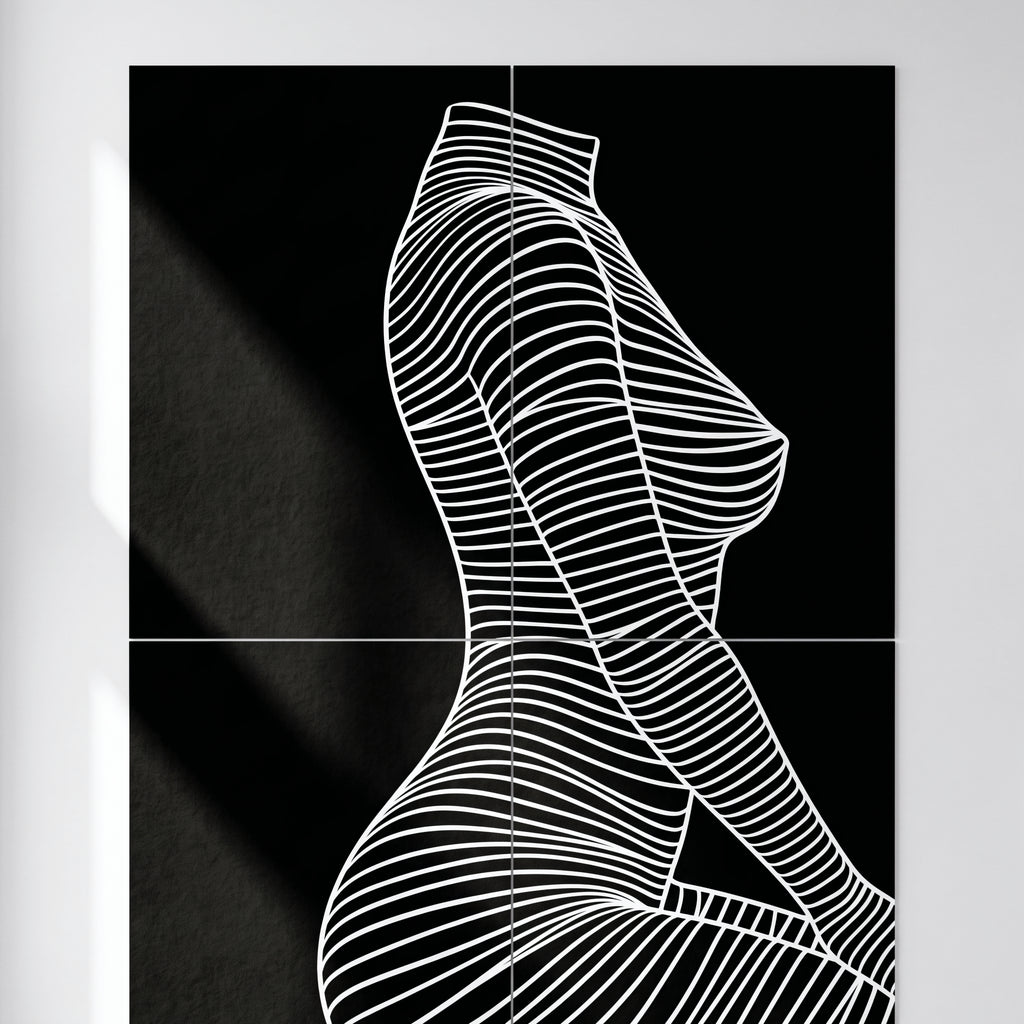 SILK | Minimalist Crouched Female Body Op Art | Luxury Multi-Print Wall Art | 1-Of-1