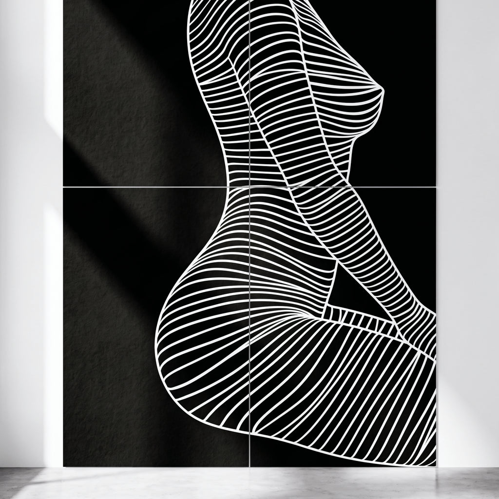 SILK | Minimalist Crouched Female Body Op Art | Luxury Multi-Print Wall Art | 1-Of-1