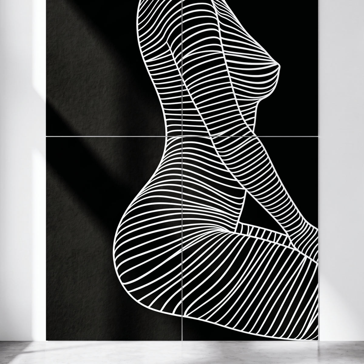 SILK | Minimalist Crouched Female Body Op Art | Luxury Multi-Print Wall Art | 1-Of-1