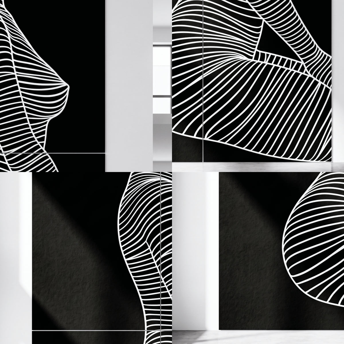 SILK | Minimalist Crouched Female Body Op Art | Luxury Multi-Print Wall Art | 1-Of-1