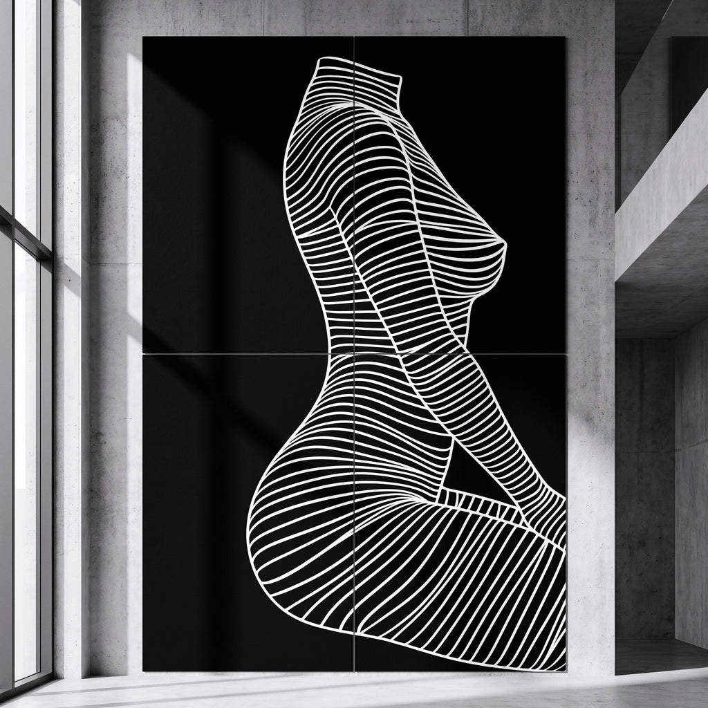 SILK | Minimalist Crouched Female Body Op Art | Luxury Multi-Print Wall Art | 1-Of-1