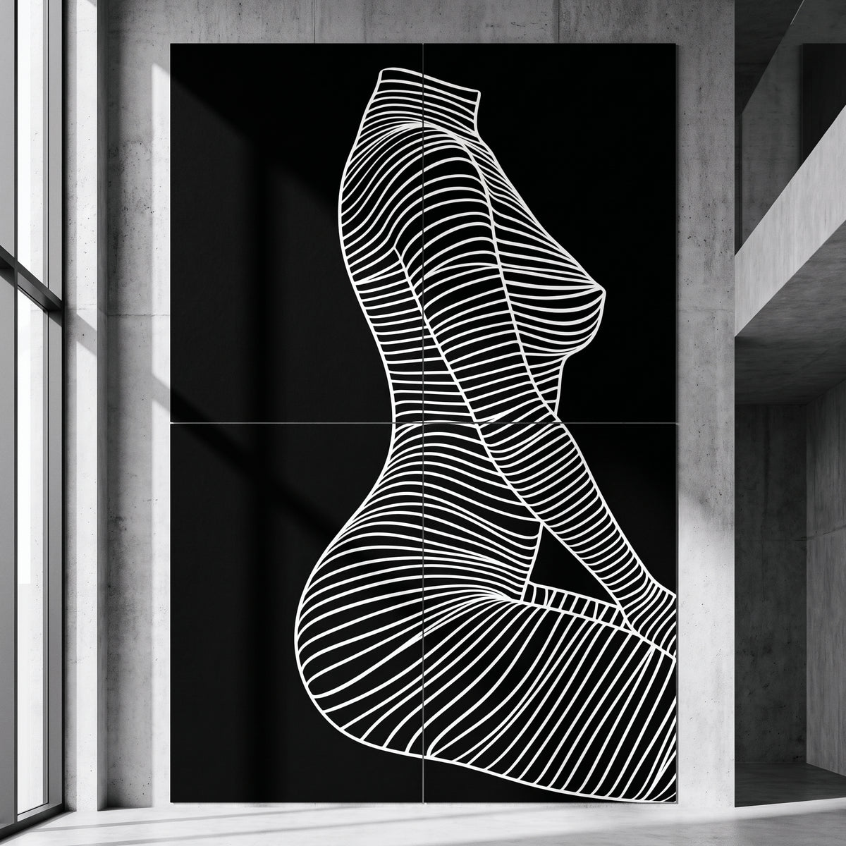 SILK | Minimalist Crouched Female Body Op Art | Luxury Multi-Print Wall Art | 1-Of-1