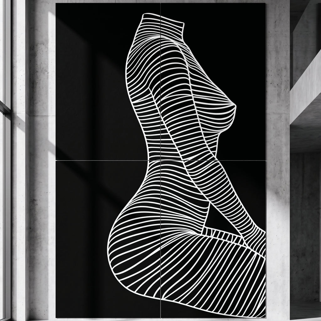 SILK | Minimalist Crouched Female Body Op Art | Luxury Multi-Print Wall Art | 1-Of-1
