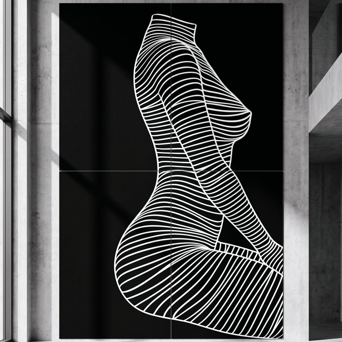 SILK | Minimalist Crouched Female Body Op Art | Luxury Multi-Print Wall Art | 1-Of-1
