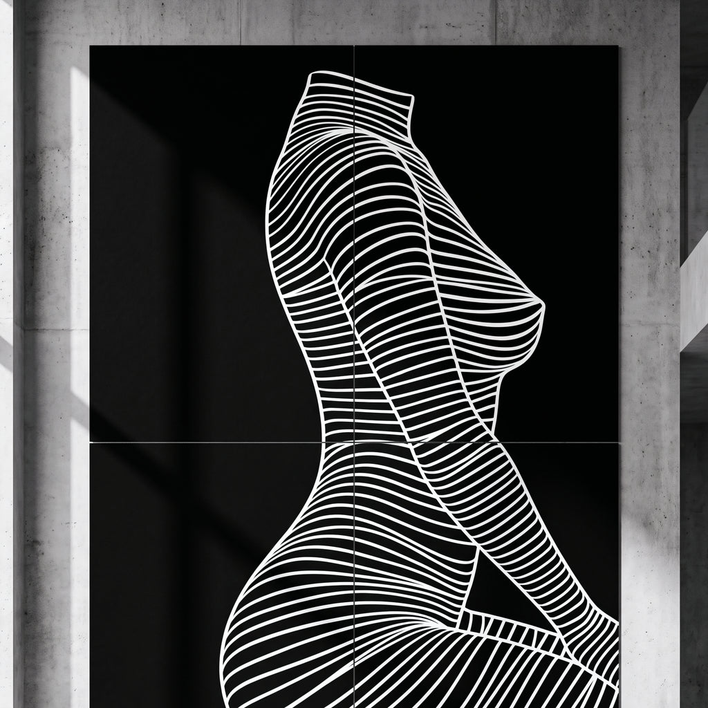 SILK | Minimalist Crouched Female Body Op Art | Luxury Multi-Print Wall Art | 1-Of-1