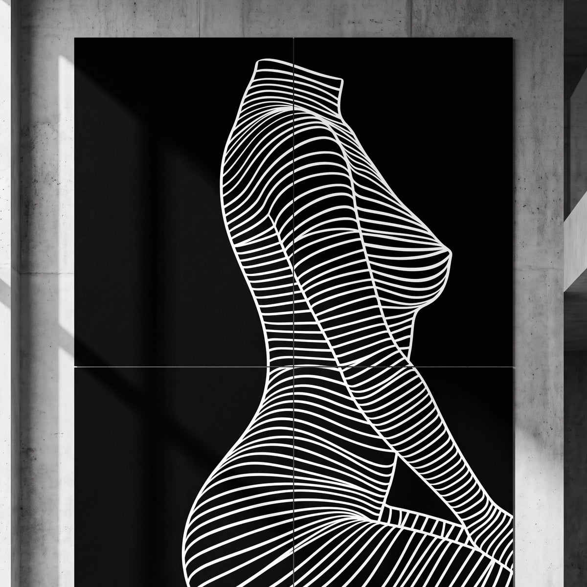 SILK | Minimalist Crouched Female Body Op Art | Luxury Multi-Print Wall Art | 1-Of-1