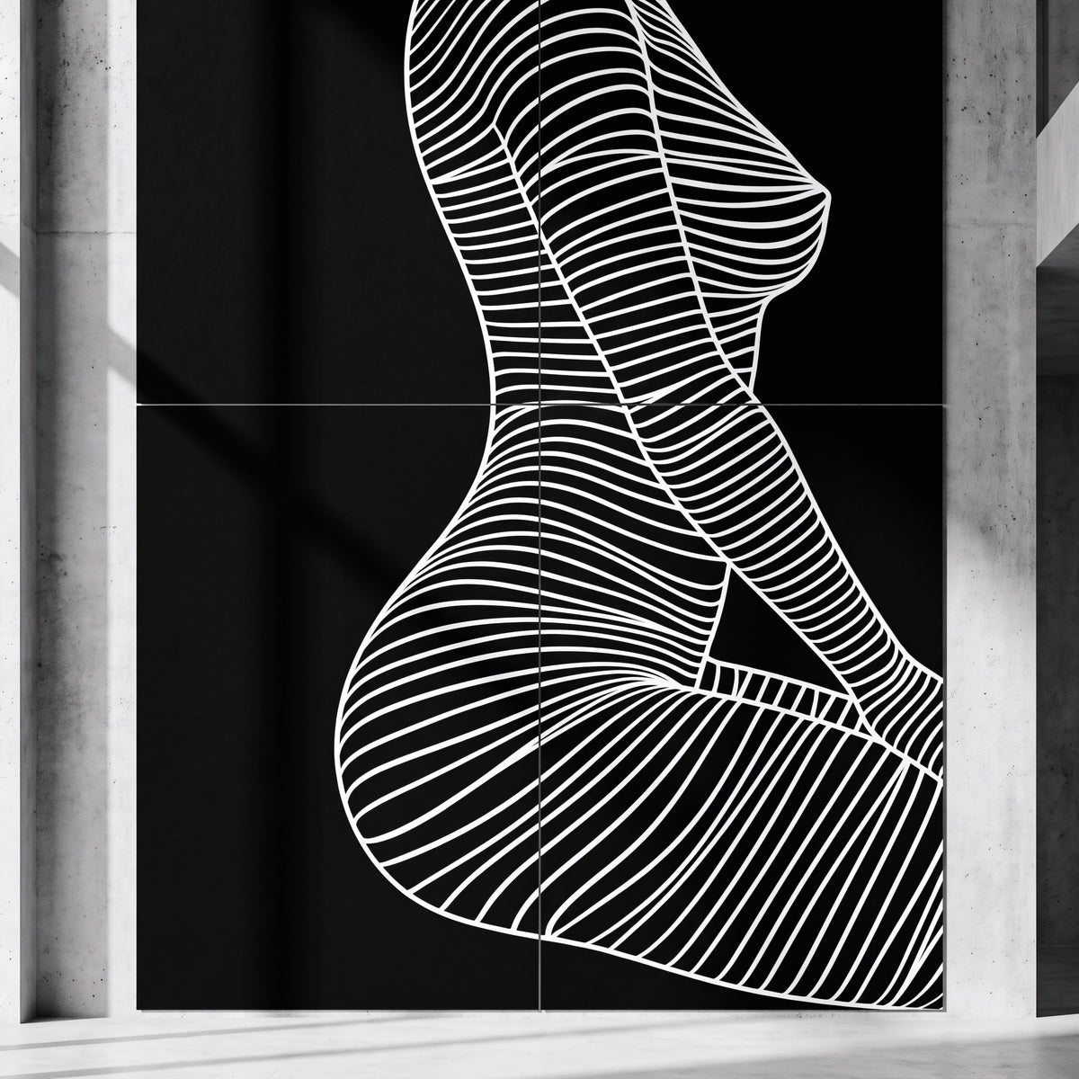 SILK | Minimalist Crouched Female Body Op Art | Luxury Multi-Print Wall Art | 1-Of-1