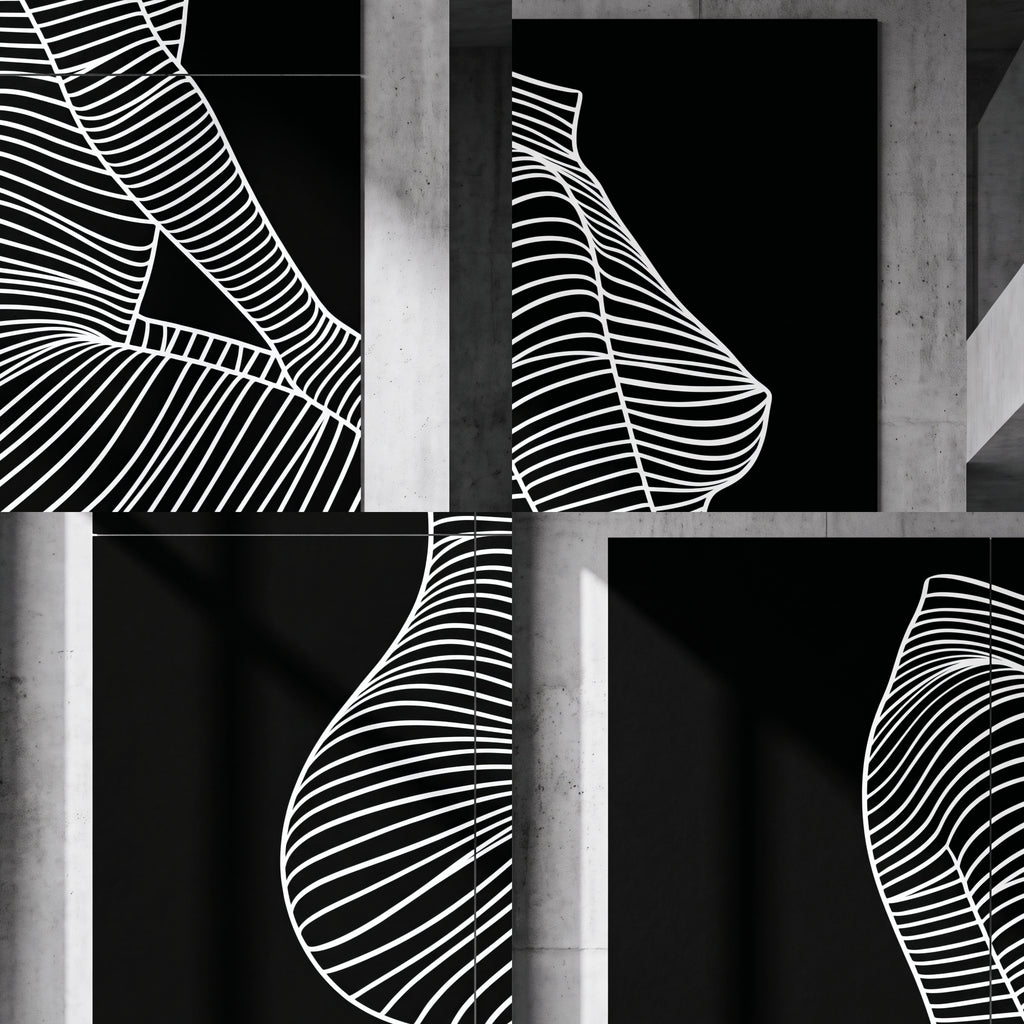 SILK | Minimalist Crouched Female Body Op Art | Luxury Multi-Print Wall Art | 1-Of-1