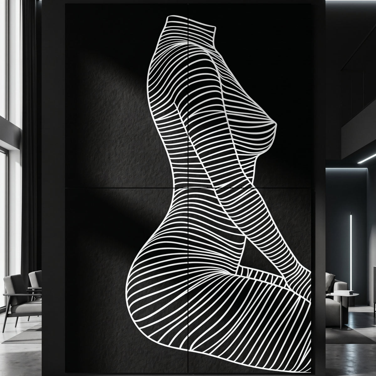 SILK | Minimalist Crouched Female Body Op Art | Luxury Multi-Print Wall Art | 1-Of-1