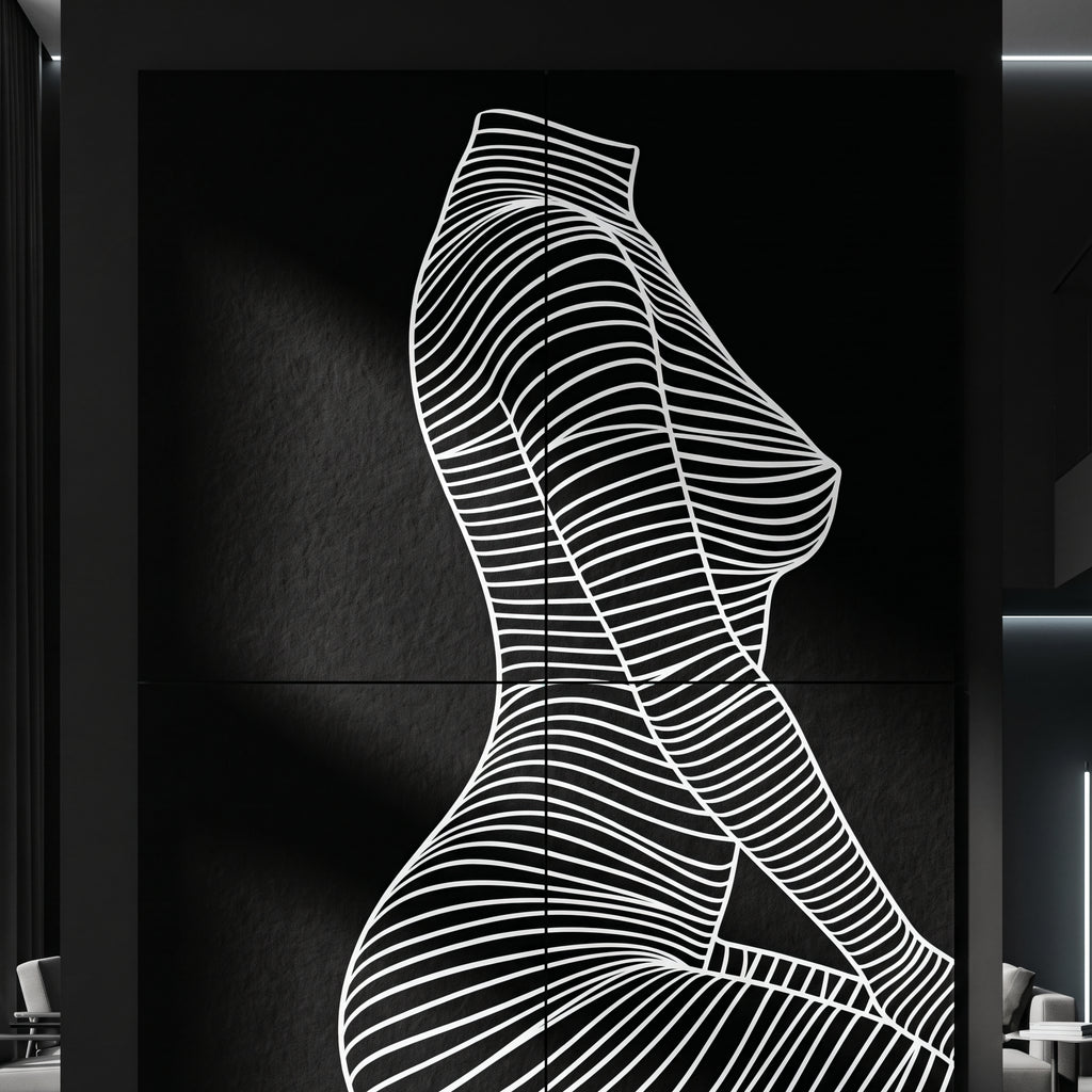 SILK | Minimalist Crouched Female Body Op Art | Luxury Multi-Print Wall Art | 1-Of-1