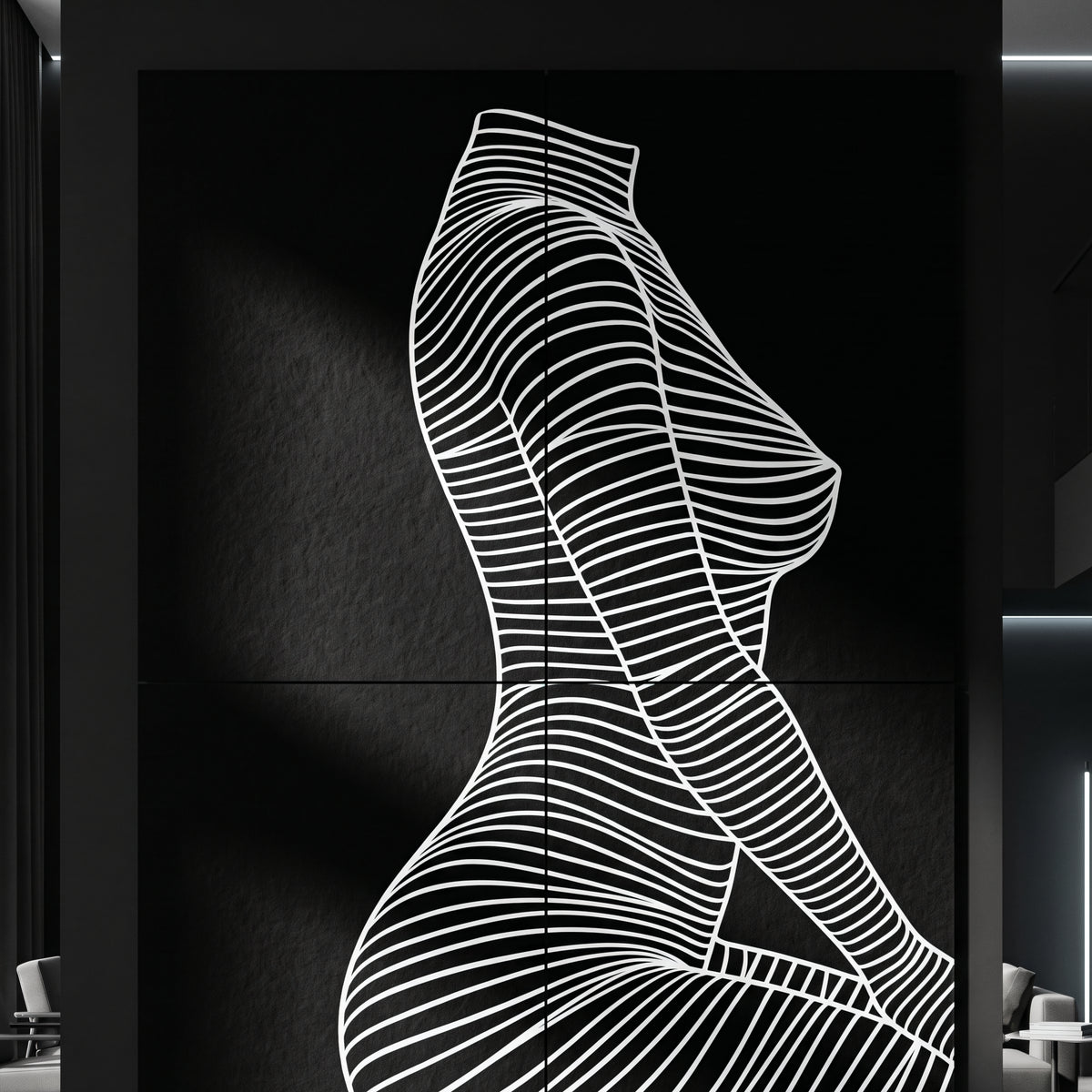 SILK | Minimalist Crouched Female Body Op Art | Luxury Multi-Print Wall Art | 1-Of-1