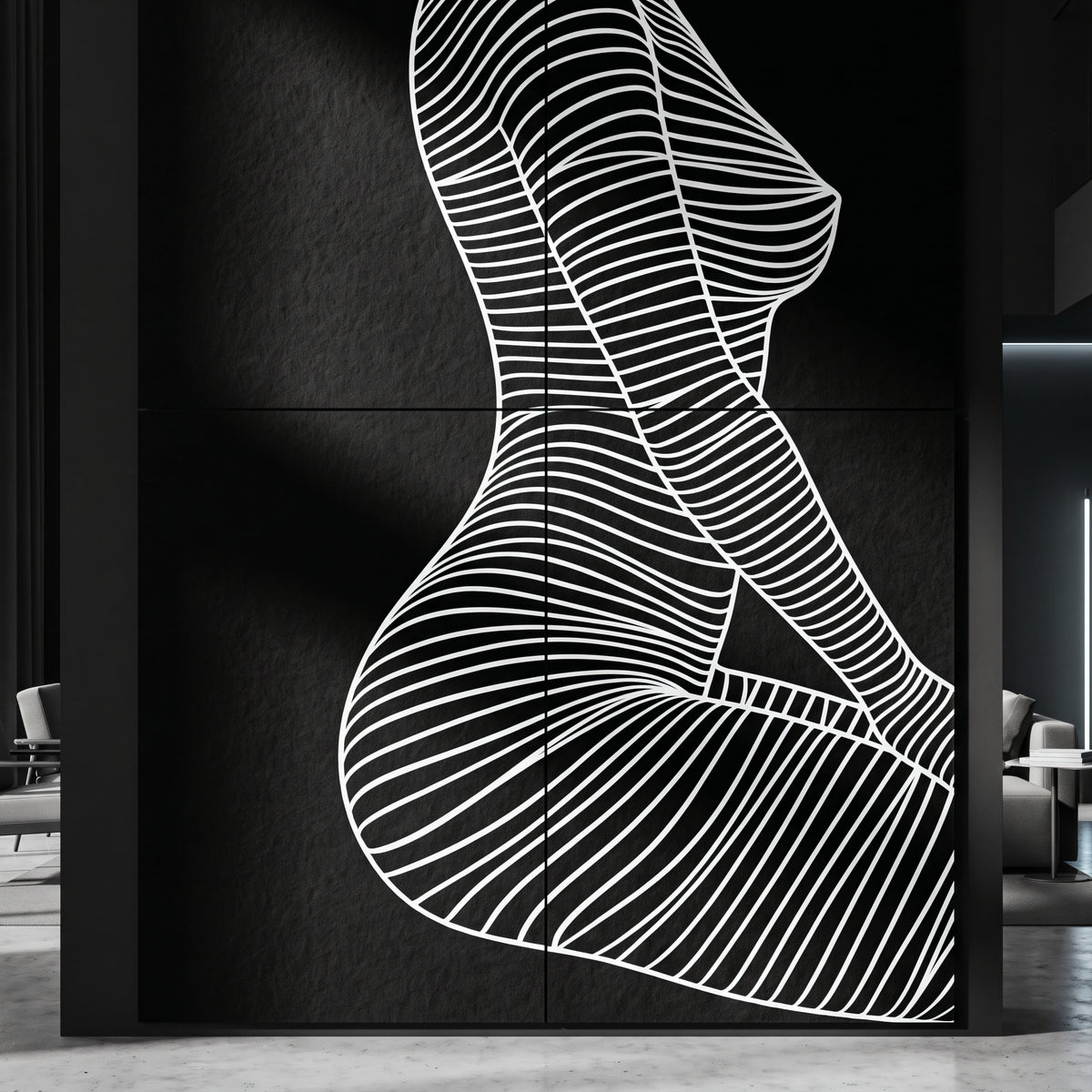 SILK | Minimalist Crouched Female Body Op Art | Luxury Multi-Print Wall Art | 1-Of-1