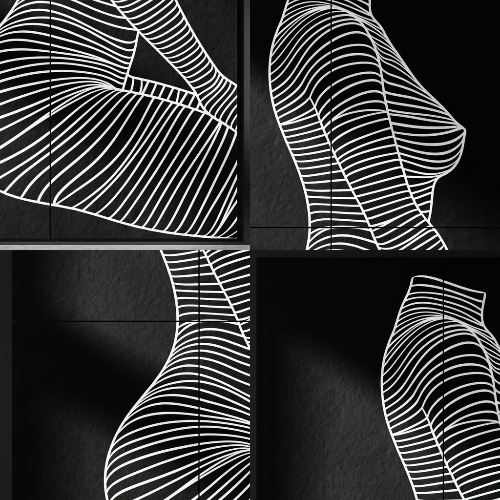SILK | Minimalist Crouched Female Body Op Art | Luxury Multi-Print Wall Art | 1-Of-1