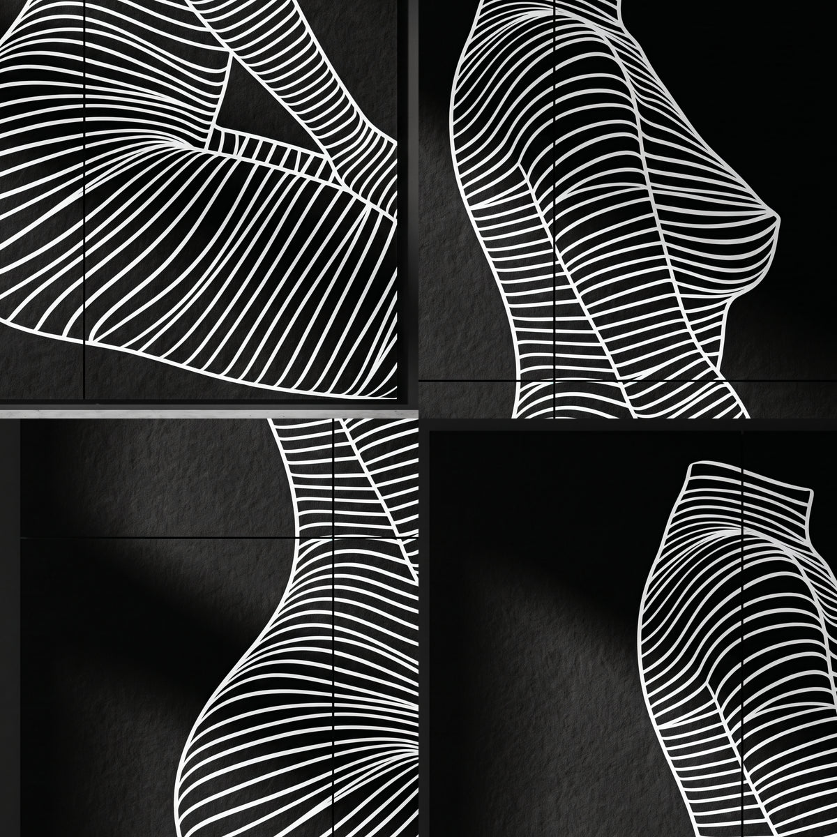 SILK | Minimalist Crouched Female Body Op Art | Luxury Multi-Print Wall Art | 1-Of-1
