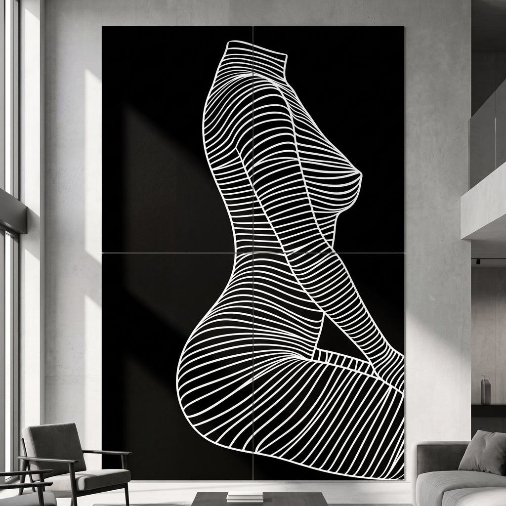 SILK | Minimalist Crouched Female Body Op Art | Luxury Multi-Print Wall Art | 1-Of-1