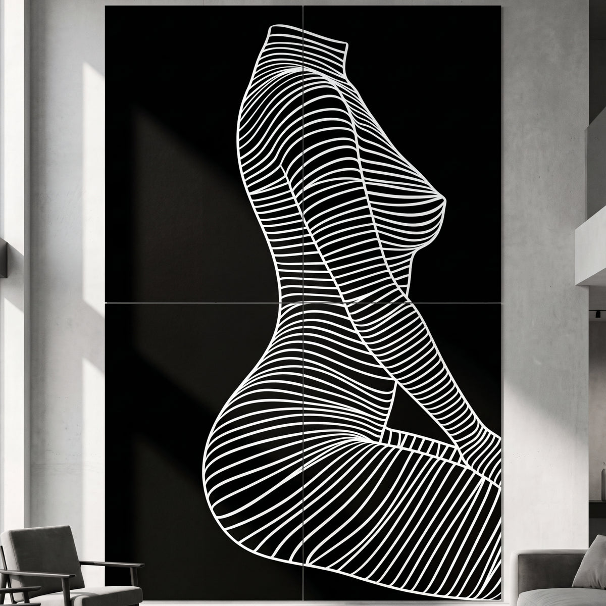 SILK | Minimalist Crouched Female Body Op Art | Luxury Multi-Print Wall Art | 1-Of-1