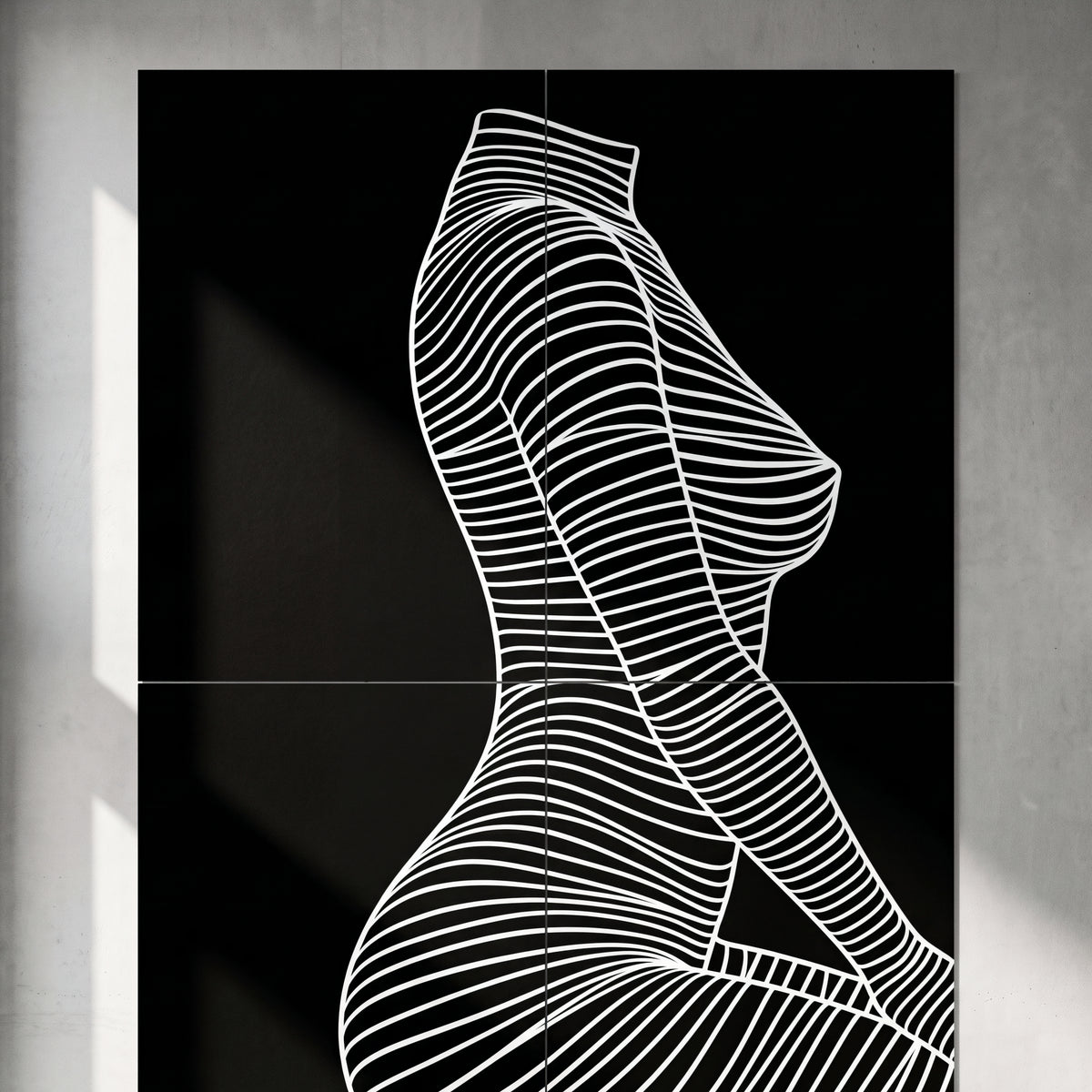 SILK | Minimalist Crouched Female Body Op Art | Luxury Multi-Print Wall Art | 1-Of-1