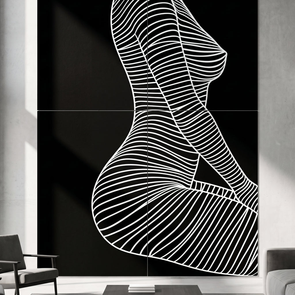 SILK | Minimalist Crouched Female Body Op Art | Luxury Multi-Print Wall Art | 1-Of-1