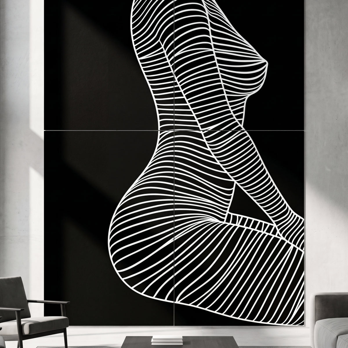 SILK | Minimalist Crouched Female Body Op Art | Luxury Multi-Print Wall Art | 1-Of-1