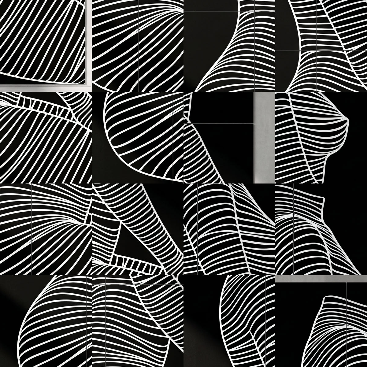 SILK | Minimalist Crouched Female Body Op Art | Luxury Multi-Print Wall Art | 1-Of-1