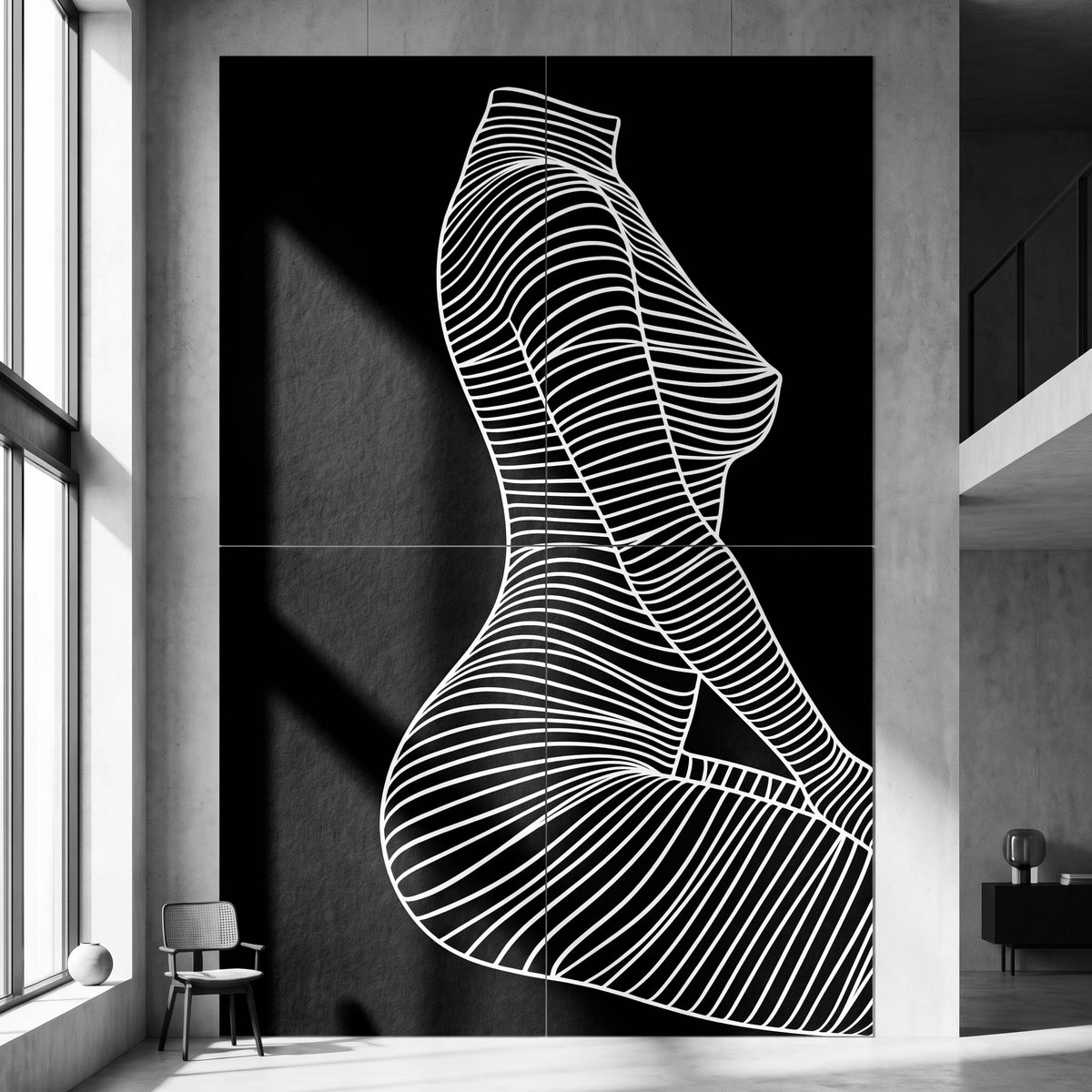 SILK | Minimalist Crouched Female Body Op Art | Luxury Multi-Print Wall Art | 1-Of-1
