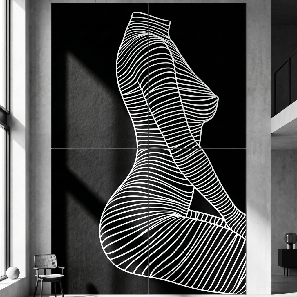 SILK | Minimalist Crouched Female Body Op Art | Luxury Multi-Print Wall Art | 1-Of-1