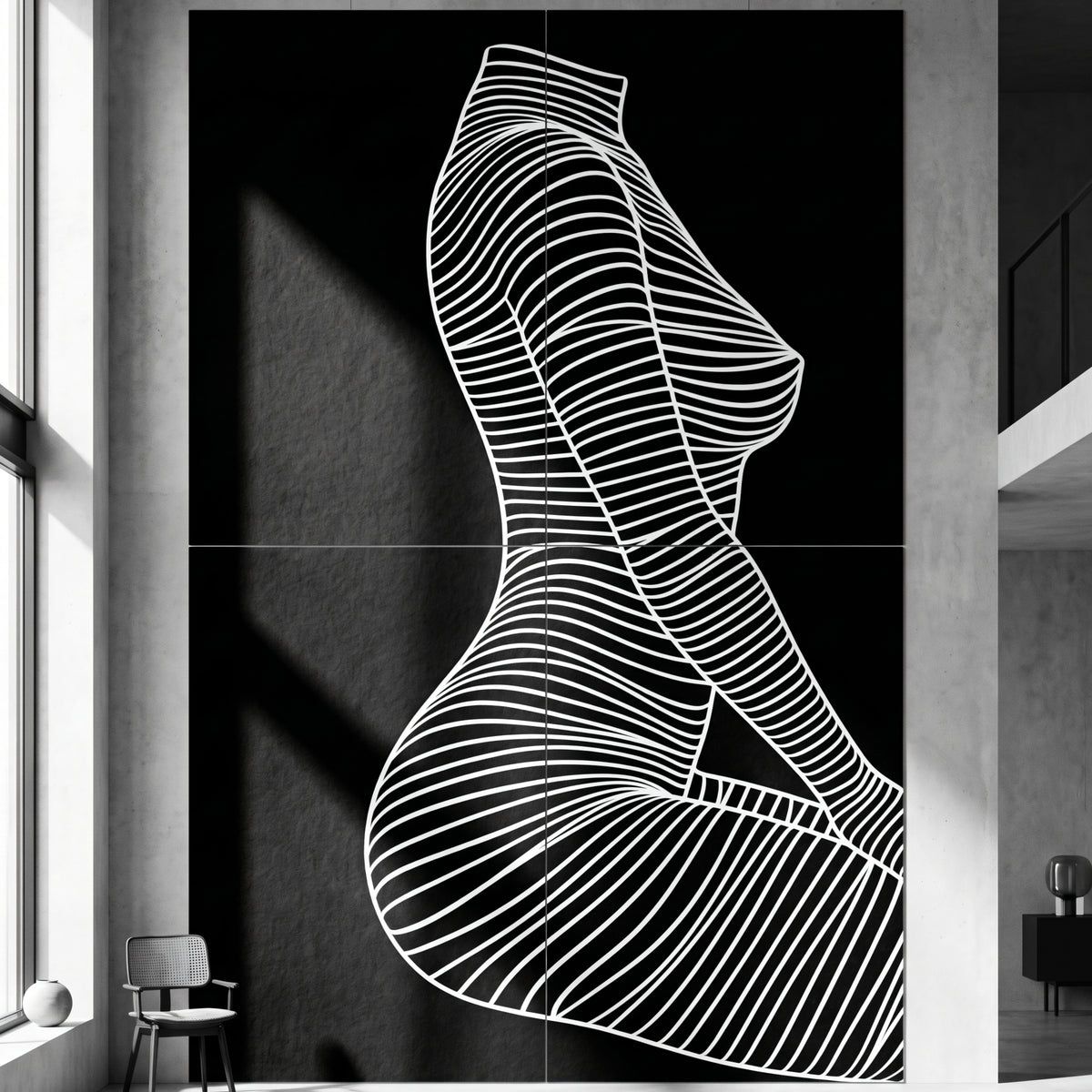 SILK | Minimalist Crouched Female Body Op Art | Luxury Multi-Print Wall Art | 1-Of-1