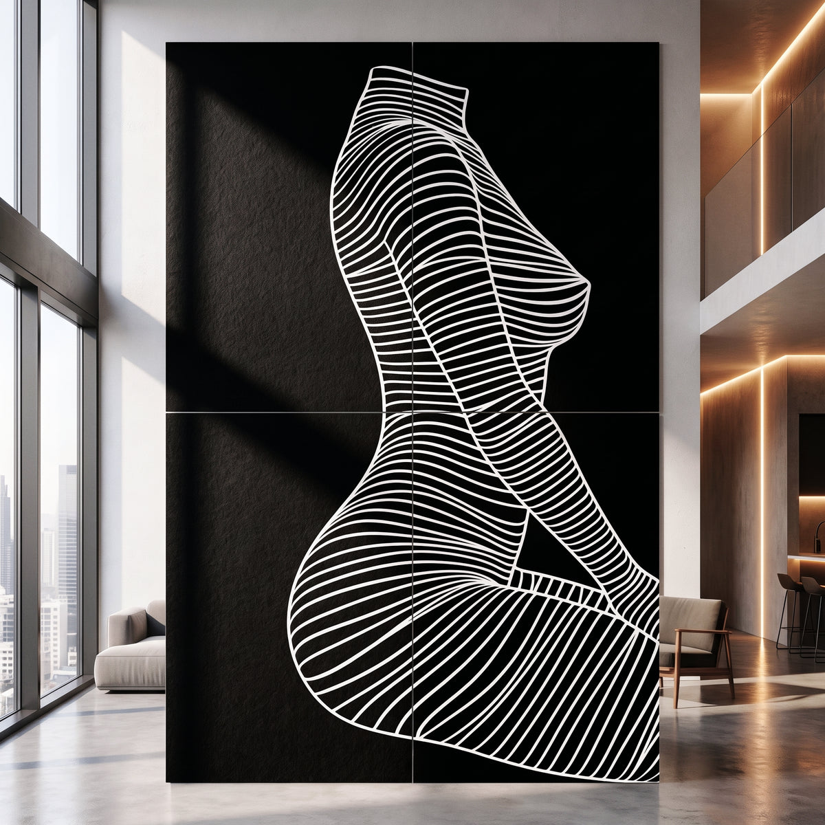 SILK | Minimalist Crouched Female Body Op Art | Luxury Multi-Print Wall Art | 1-Of-1