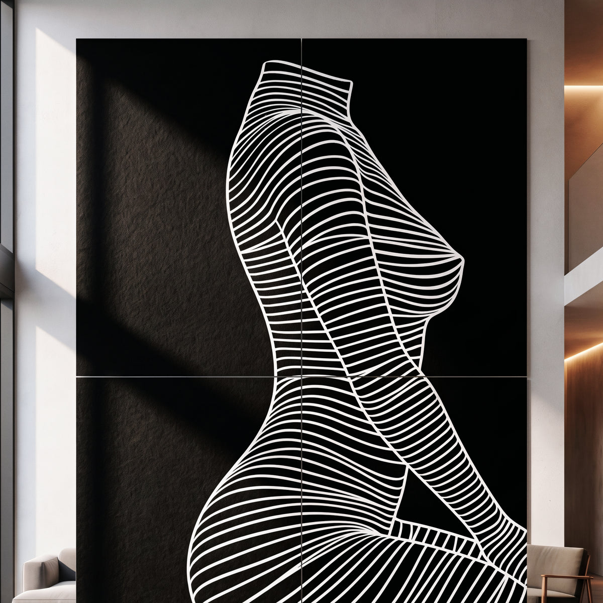 SILK | Minimalist Crouched Female Body Op Art | Luxury Multi-Print Wall Art | 1-Of-1