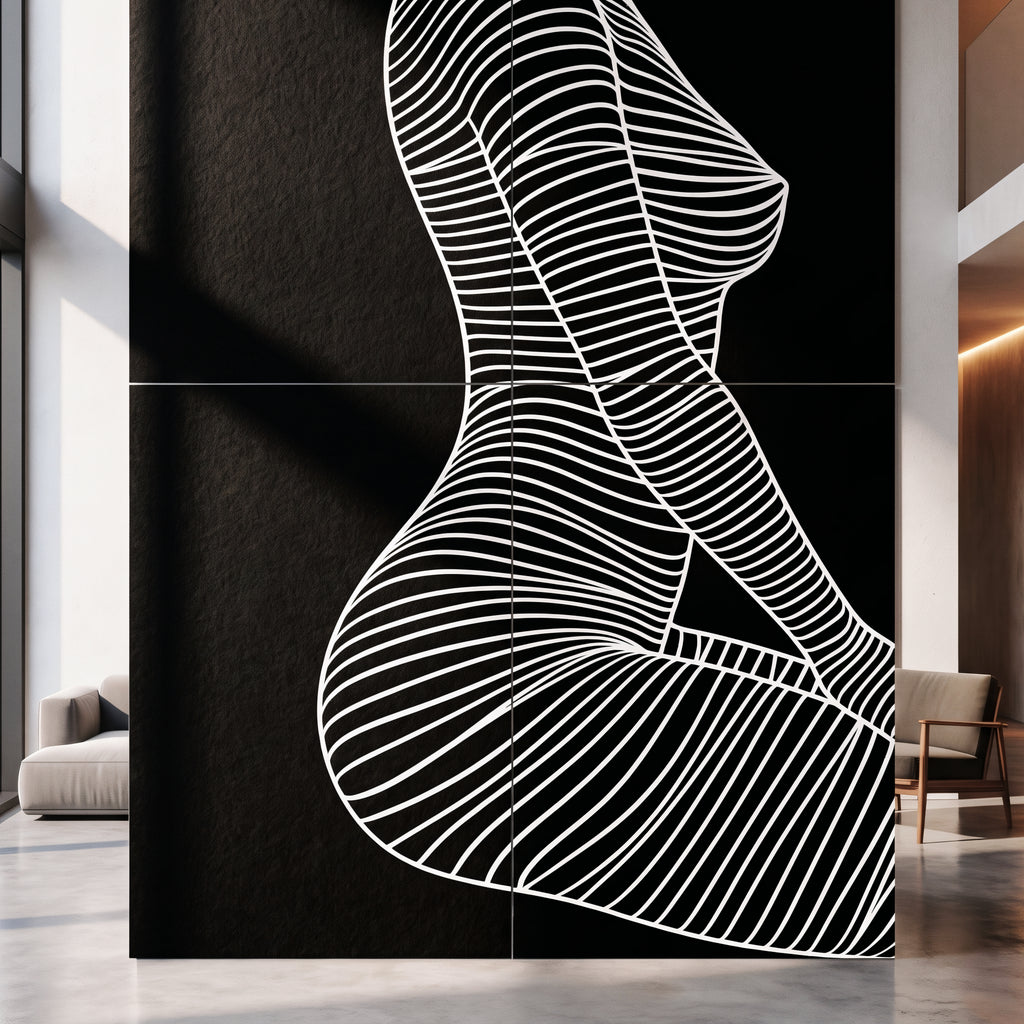 SILK | Minimalist Crouched Female Body Op Art | Luxury Multi-Print Wall Art | 1-Of-1