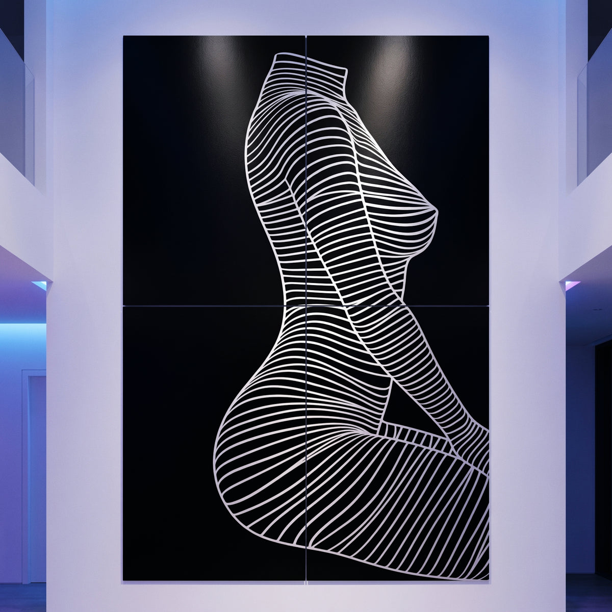 SILK | Minimalist Crouched Female Body Op Art | Luxury Multi-Print Wall Art | 1-Of-1