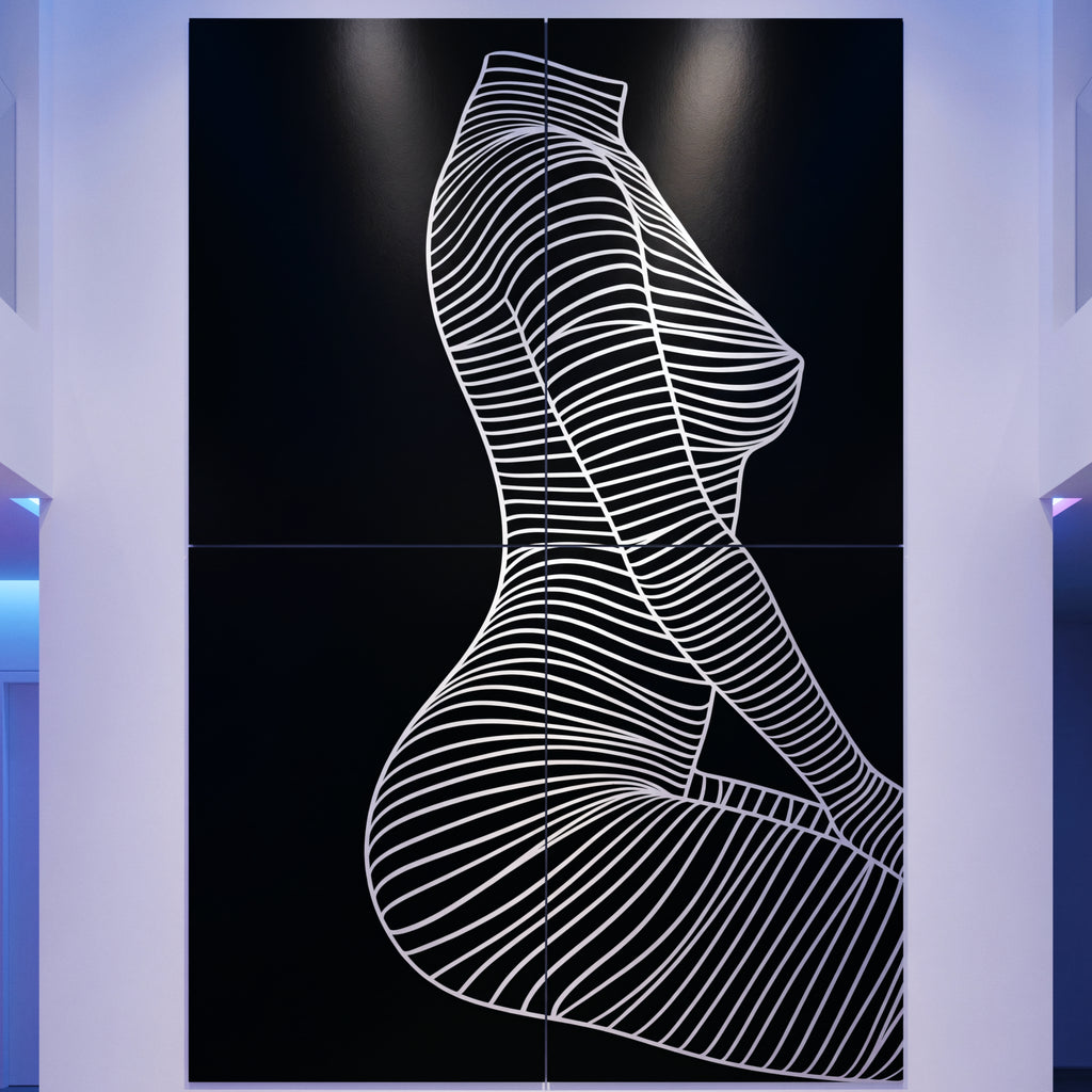 SILK | Minimalist Crouched Female Body Op Art | Luxury Multi-Print Wall Art | 1-Of-1